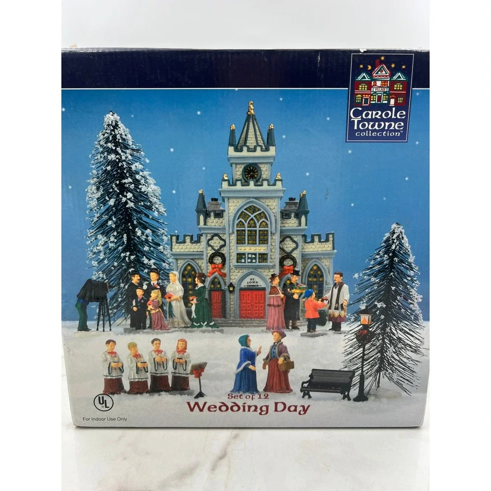 Lemax Carole Towne St John Church Wedding Set 2001 Christmas Village Lit Boxed